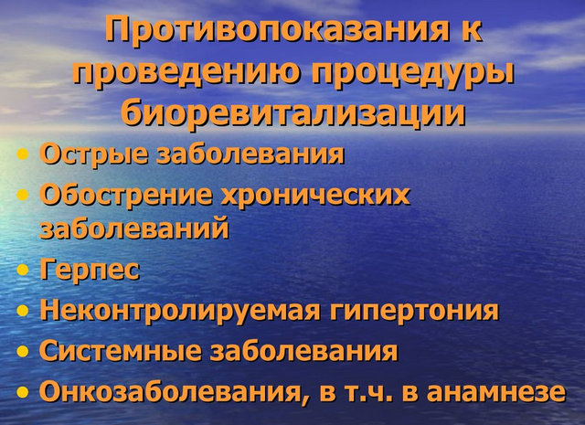 список противопоказаний для биоревитализации